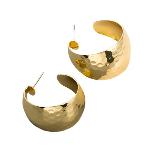 Golden Rebel Shimmer Bold Hoops-Fashion Earrings-StylinArts