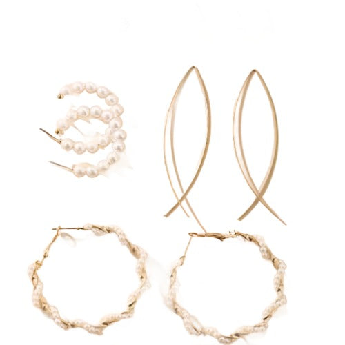Minimalist Pearl Hoop Collection-Fashion Earrings-StylinArts