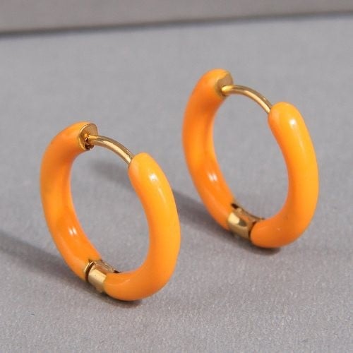 Orange Summer Zest Small Hoops-Fashion Earrings-StylinArts