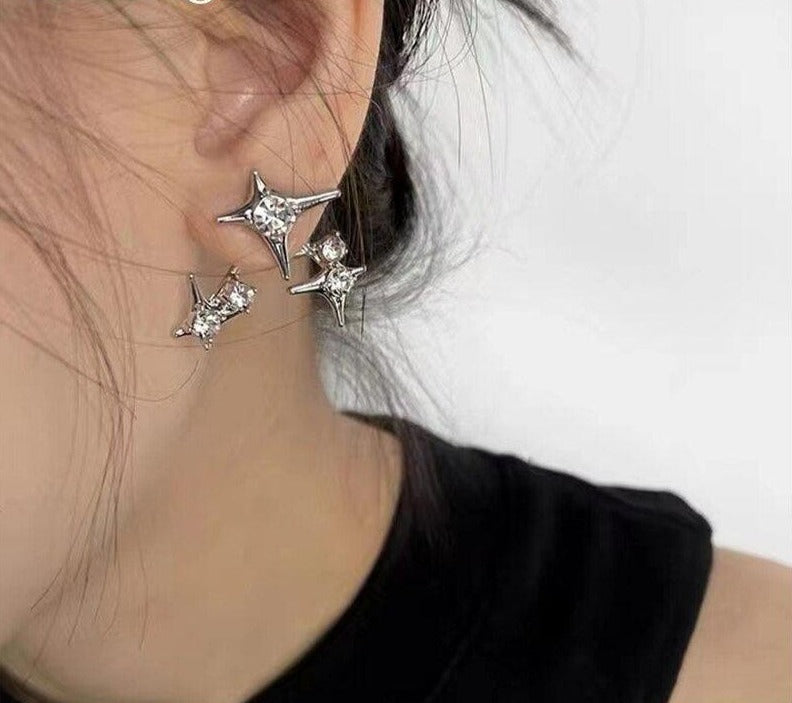 Cross Star Crystal Earrings-Fashion Earrings-StylinArts