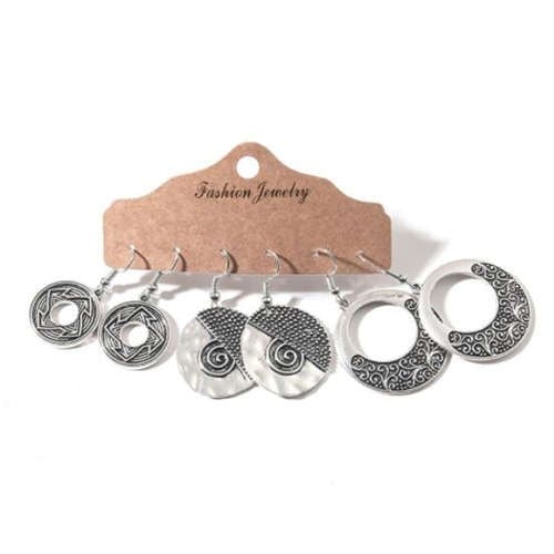 Silver Boho Silver Swirl Set (3 Piece Set)-Fashion Earrings-StylinArts