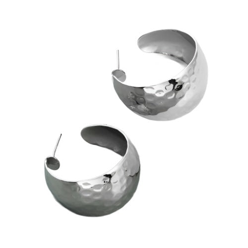 Silver Rebel Shimmer Bold Hoops-Fashion Earrings-StylinArts