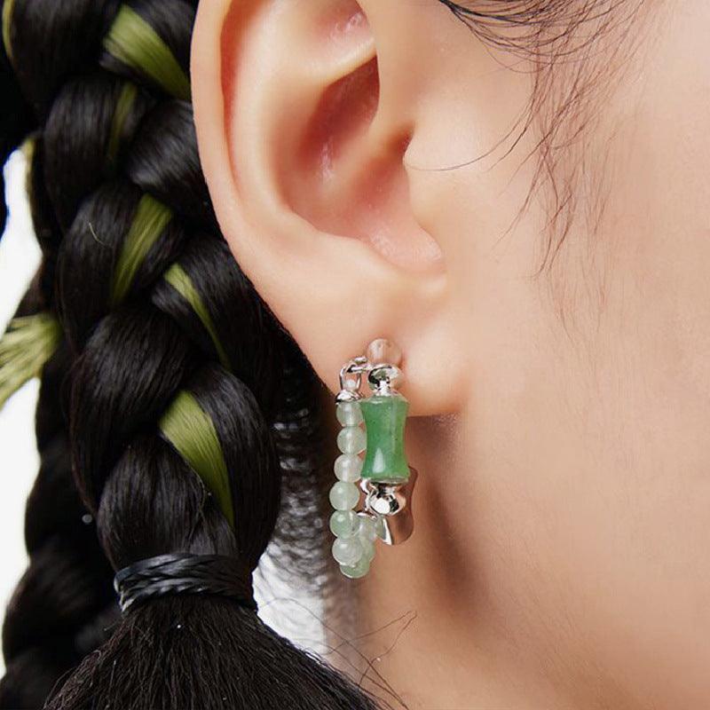 Bamboo Stud Natural Stone Earrings-Fashion Earrings-StylinArts
