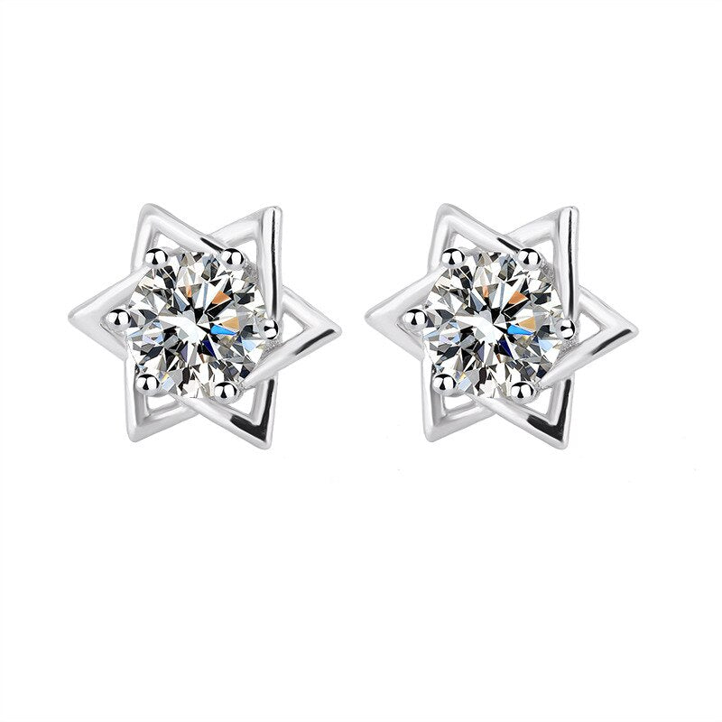 Shinny Hexagram Moissanite Stud Earrings-Fashion Earrings-StylinArts