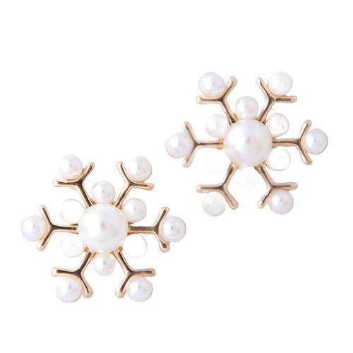 Snowflake Pearl Elegance Earrings-Fashion Earrings-StylinArts