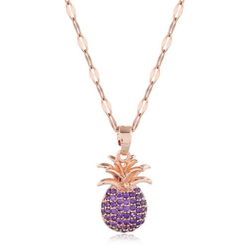 Amethyst Pineapple: Cubic Zirconia Necklace-Fashion Necklaces-StylinArts
