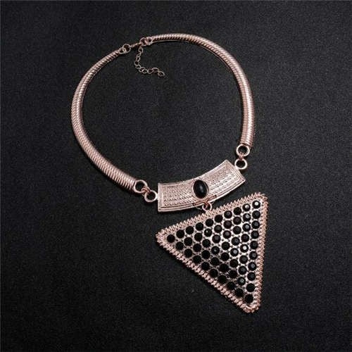 Gem Triangle: Rhinestone Snake Chain-Fashion Necklaces-StylinArts