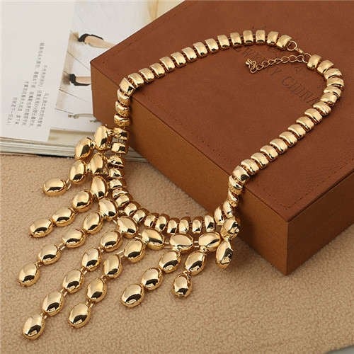 Golden Fringe: Beads Tassel Statement-Fashion Necklaces-StylinArts