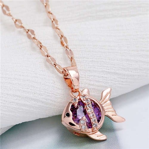 Marine Purple: Tropical Fish Necklace-Fashion Necklaces-StylinArts