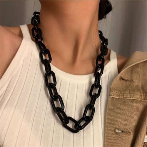 Noir Hip-hop: Big Chain Acrylic Necklace-Fashion Necklaces-StylinArts