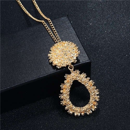 Raindrop Gold: Hollow Waterdrop Necklace-Fashion Necklaces-StylinArts