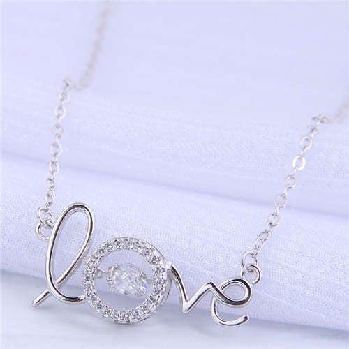 Silver Love: Cubic Zirconia Necklace-Fashion Necklaces-StylinArts