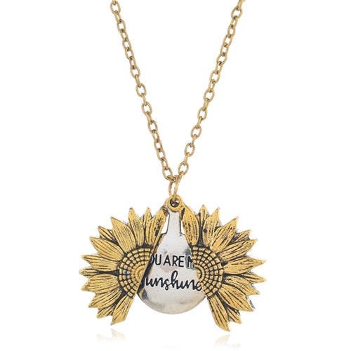 Sunflower Gold: Vintage Engraving Necklace-Fashion Necklaces-StylinArts