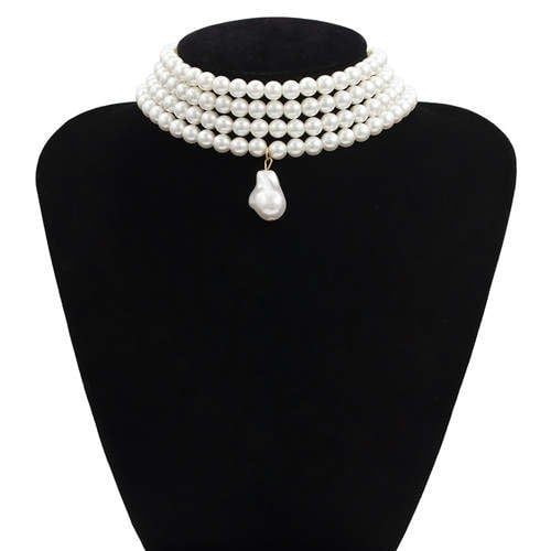 Pearlescent Baroque: Multi-layer Pearl Necklace-Fashion Necklaces-StylinArts