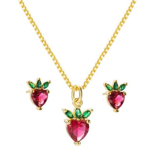 Strawberry Set: Western Fashion Ensemble-Fashion Necklaces-StylinArts