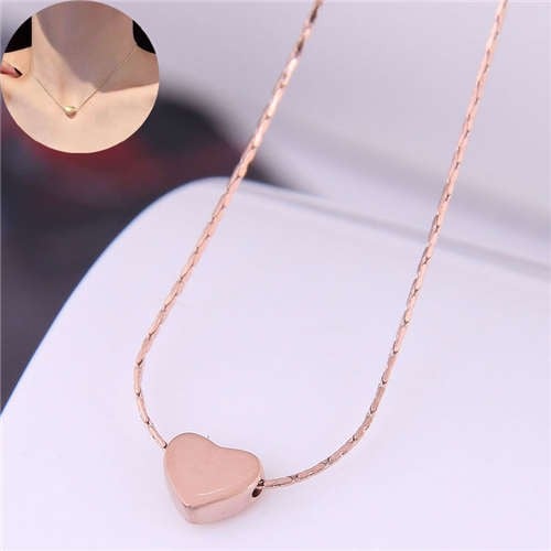 Rose Heart: Sweet Pendant Titanium Necklace-Fashion Necklaces-StylinArts