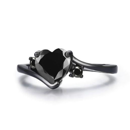 Gorgeous Black Sapphire September Birthstone Ring-Fashion Rings-StylinArts