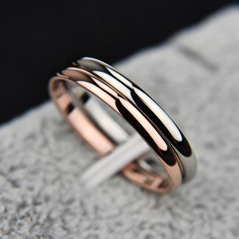 Titanium Steel & Rose Gold Ring-Fashion Rings-StylinArts