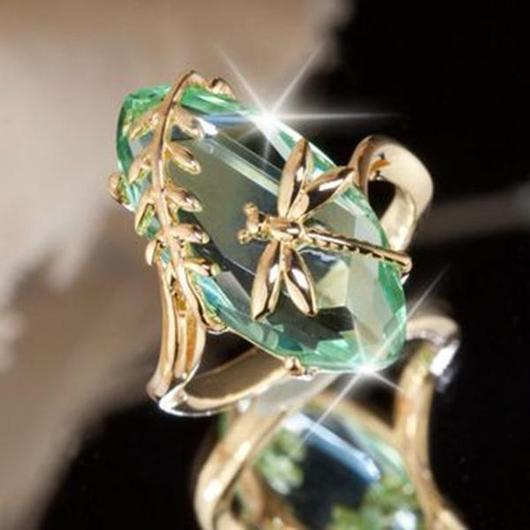 Dragonfly Emerald Birthstone Ring-Fashion Rings-StylinArts