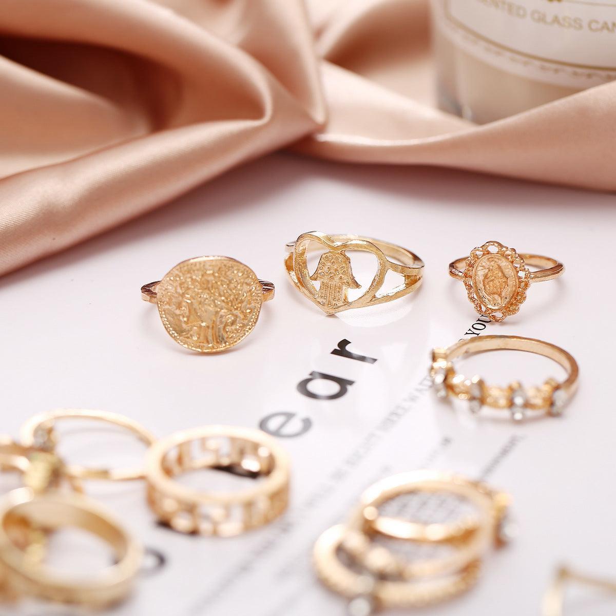 15 Pcs/set Vintage Women Hearts Ring-Fashion Rings-StylinArts