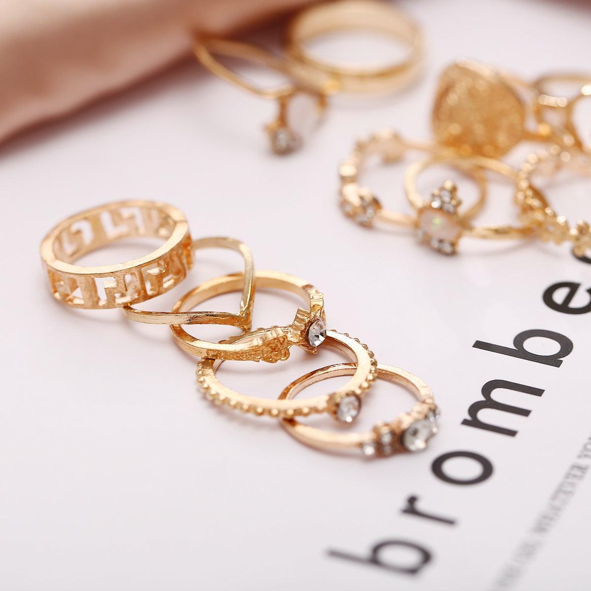 15 Pcs/set Vintage Women Hearts Ring-Fashion Rings-StylinArts