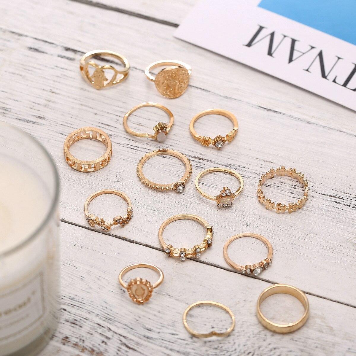 15 Pcs/set Vintage Women Hearts Ring-Fashion Rings-StylinArts