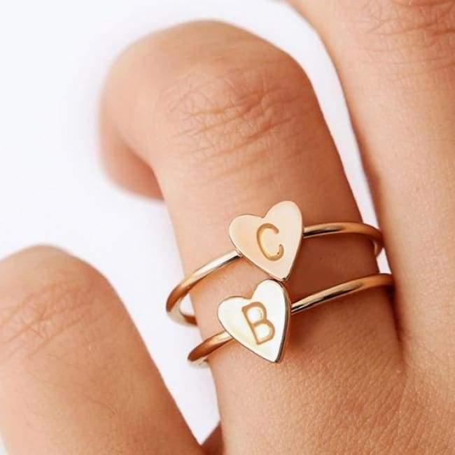 Initial Heart Ring-Fashion Rings-StylinArts