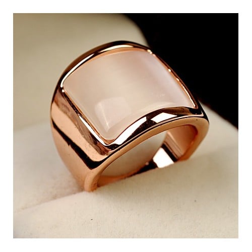 Opal Square: 18K Rose Gold Wide Ring-Fashion Rings-StylinArts