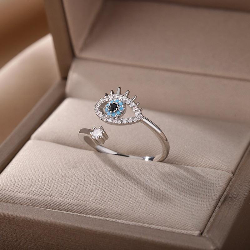 Turkish Blue Evil Eye Rings-Fashion Rings-StylinArts