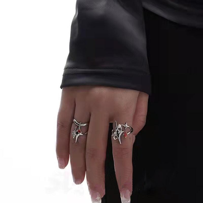 Star Cross Adjustable Ring Set-Fashion Rings-StylinArts