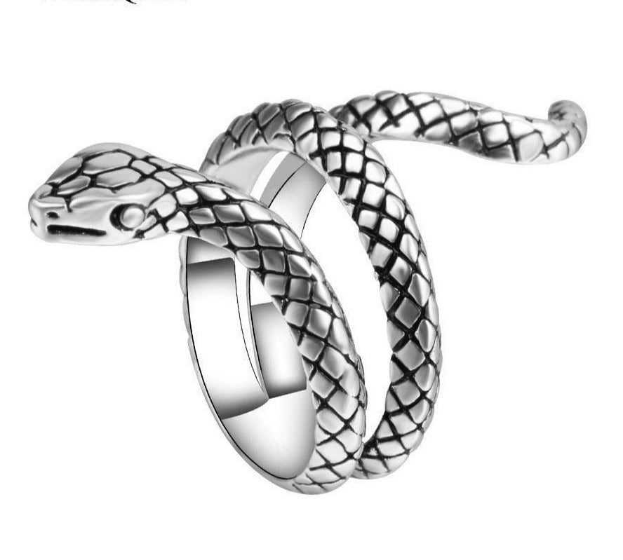 Snake Biker Signet Antique Ring-Fashion Rings-StylinArts