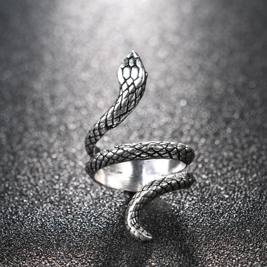 Snake Biker Signet Antique Ring-Fashion Rings-StylinArts