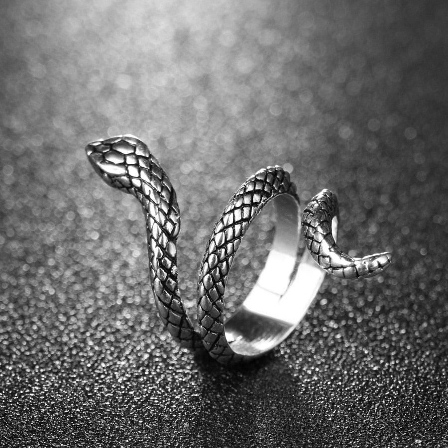 Snake Biker Signet Antique Ring-Fashion Rings-StylinArts