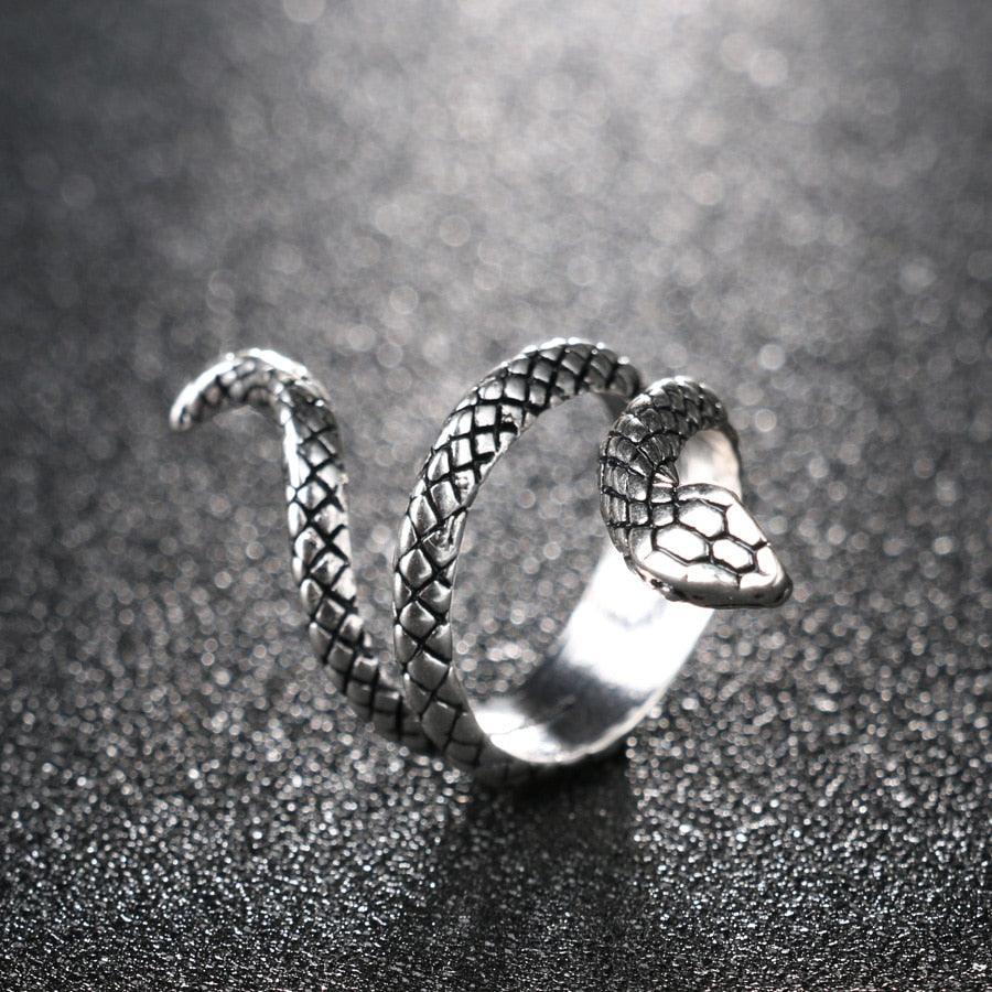 Snake Biker Signet Antique Ring-Fashion Rings-StylinArts