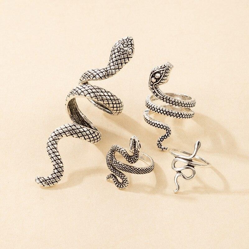 4 Pcs/Set Texture Snake Ring-Fashion Rings-StylinArts