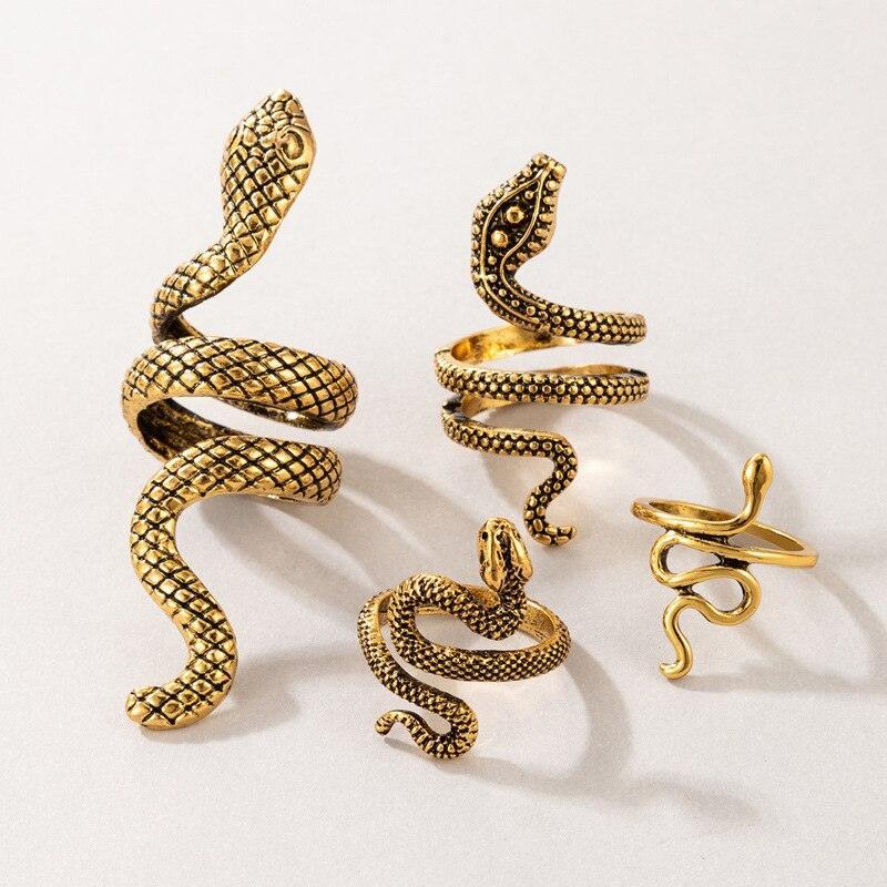 4 Pcs/Set Texture Snake Ring-Fashion Rings-StylinArts
