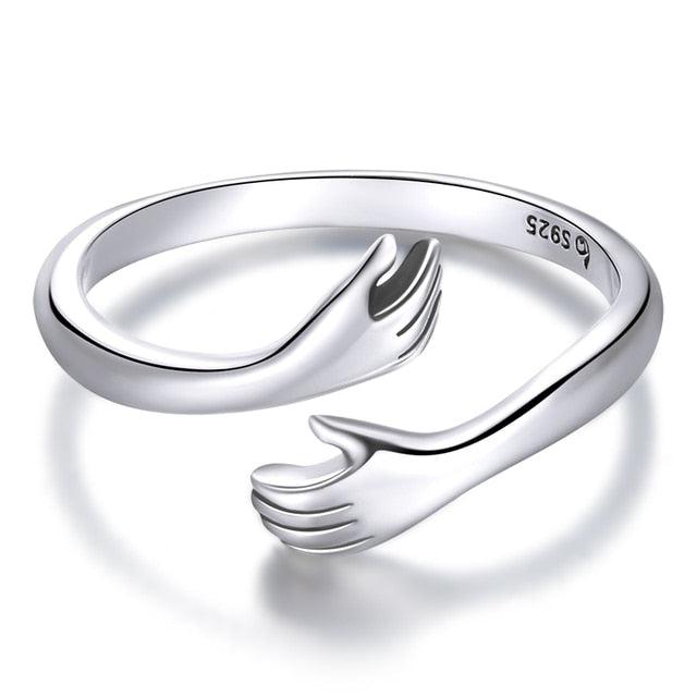 Sterling Silver Embrace Ring Hug-Fashion Rings-StylinArts