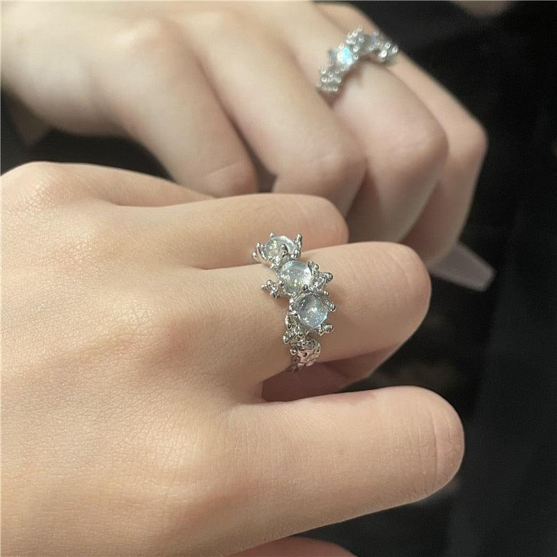 Crystal Opal Star Open Rings-Fashion Rings-StylinArts