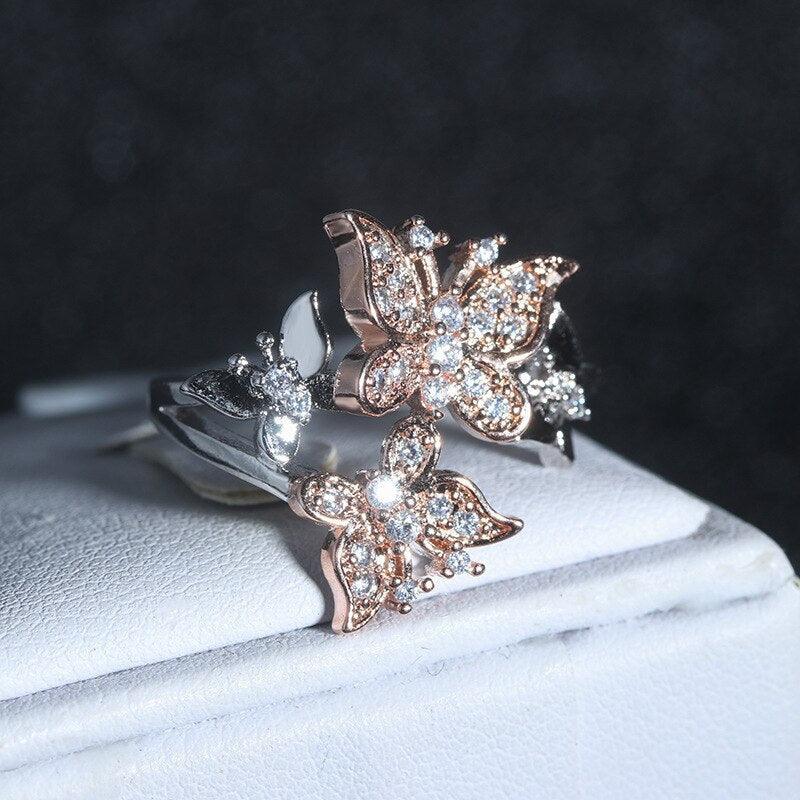 Butterfly Engagement Ring-Fashion Rings-StylinArts