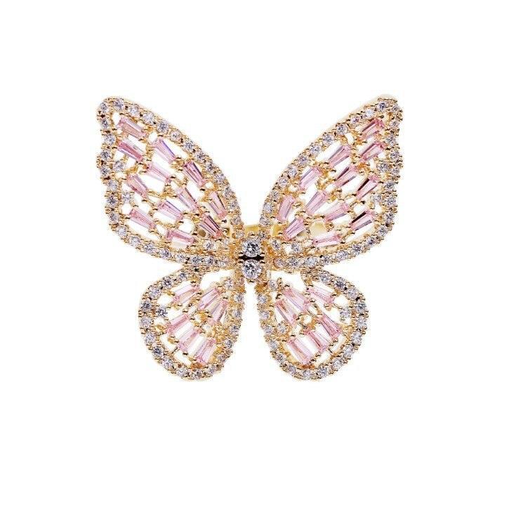 Sparkling Butterfly Adjustable Ring-Fashion Rings-StylinArts