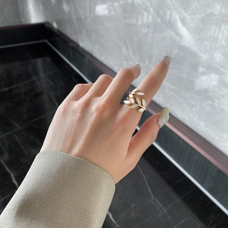Leaf Branch Shape Open Ring-Fashion Rings-StylinArts