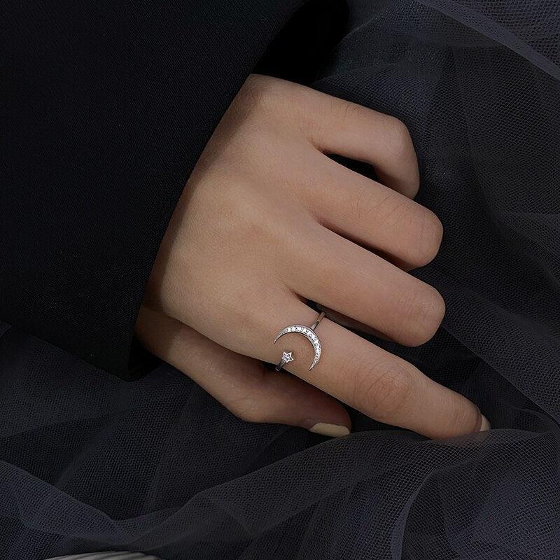 Star Moon Shape Open ring-Fashion Rings-StylinArts
