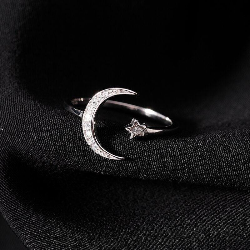 Star Moon Shape Open ring-Fashion Rings-StylinArts