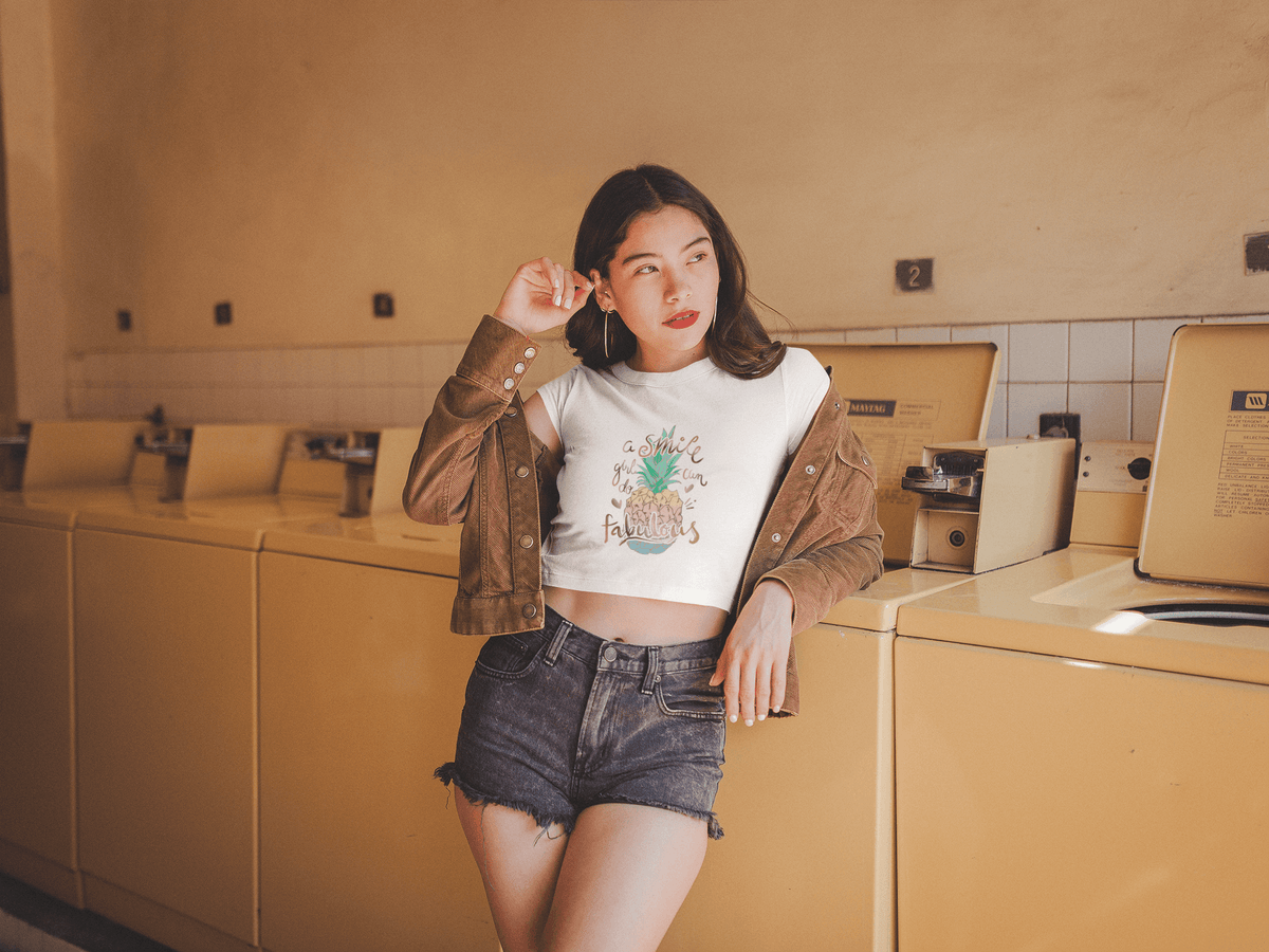Cheerful Charm Cropped Tee-Cropped Tees-StylinArts