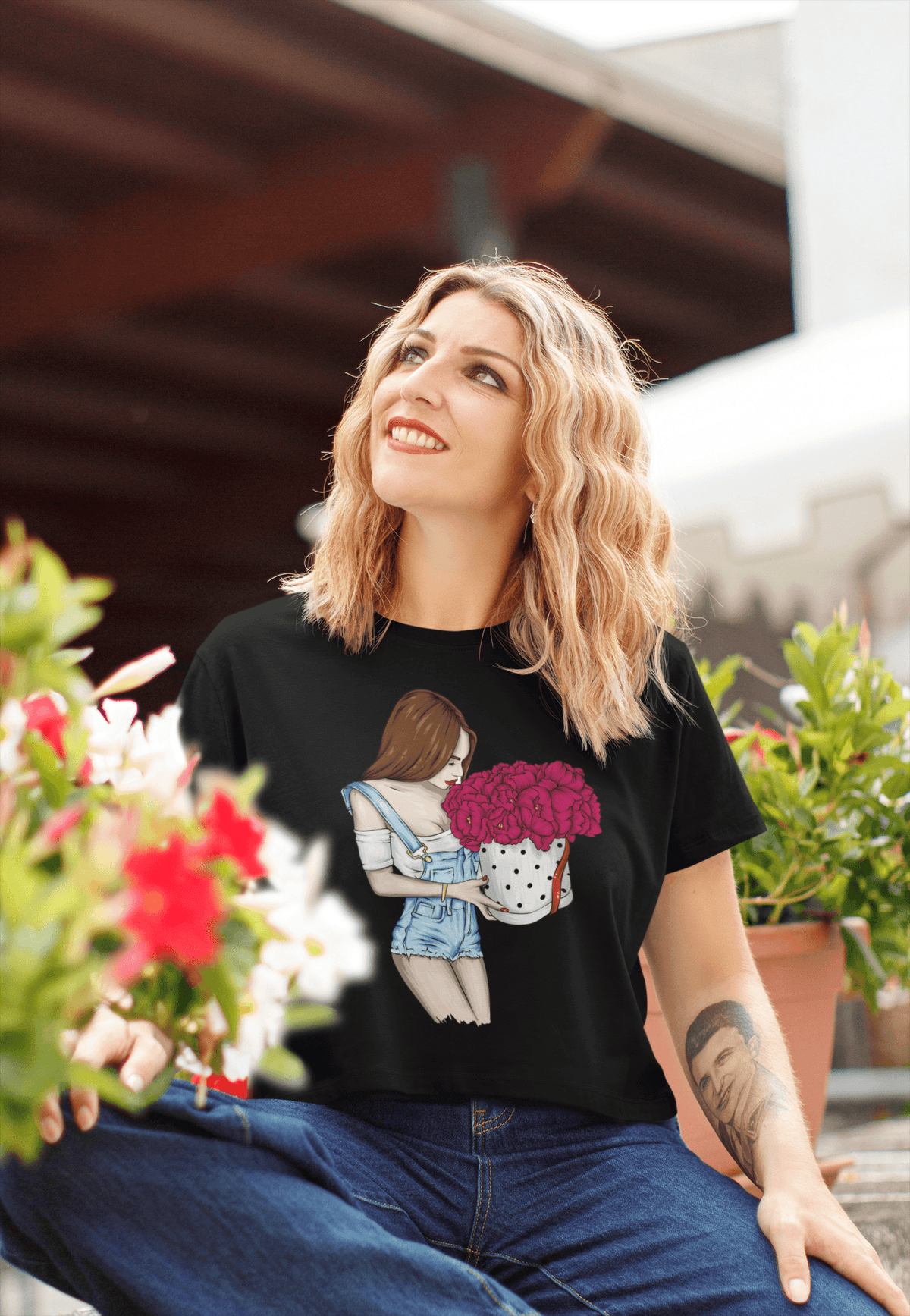 Floral Charm Cropped Tee-Cropped Tees-StylinArts