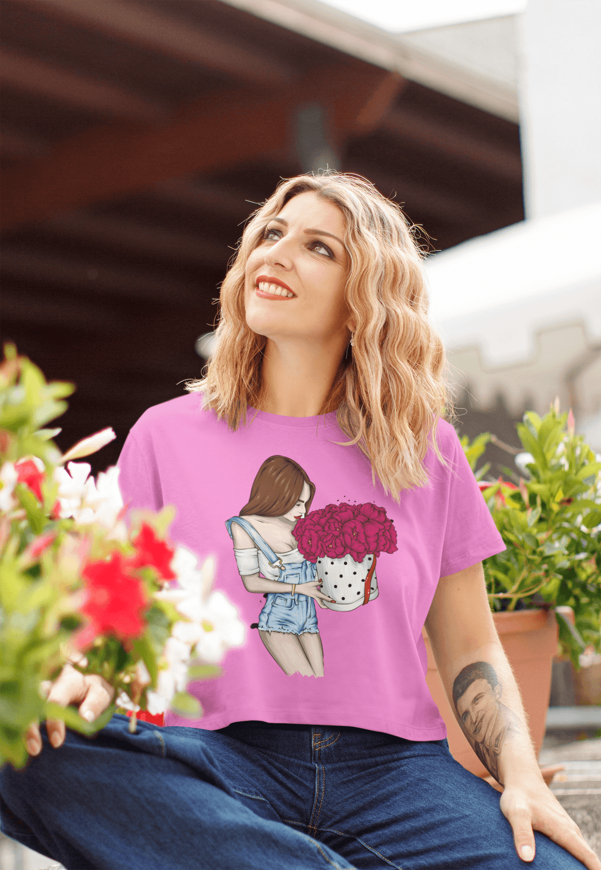 Floral Charm Cropped Tee-Cropped Tees-StylinArts