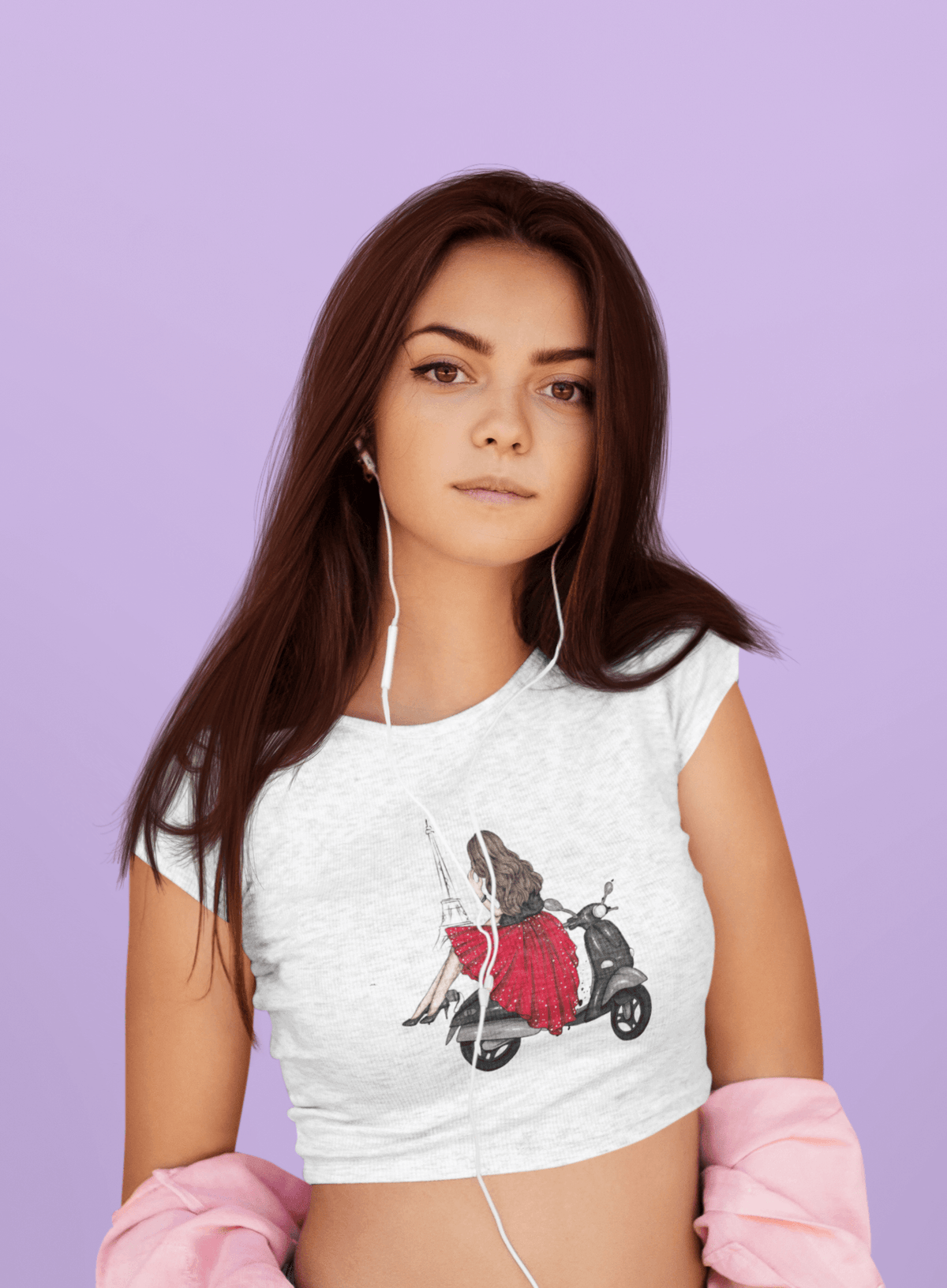 Scooter Girl Cropped Tee-Regular Fit Tee-StylinArts