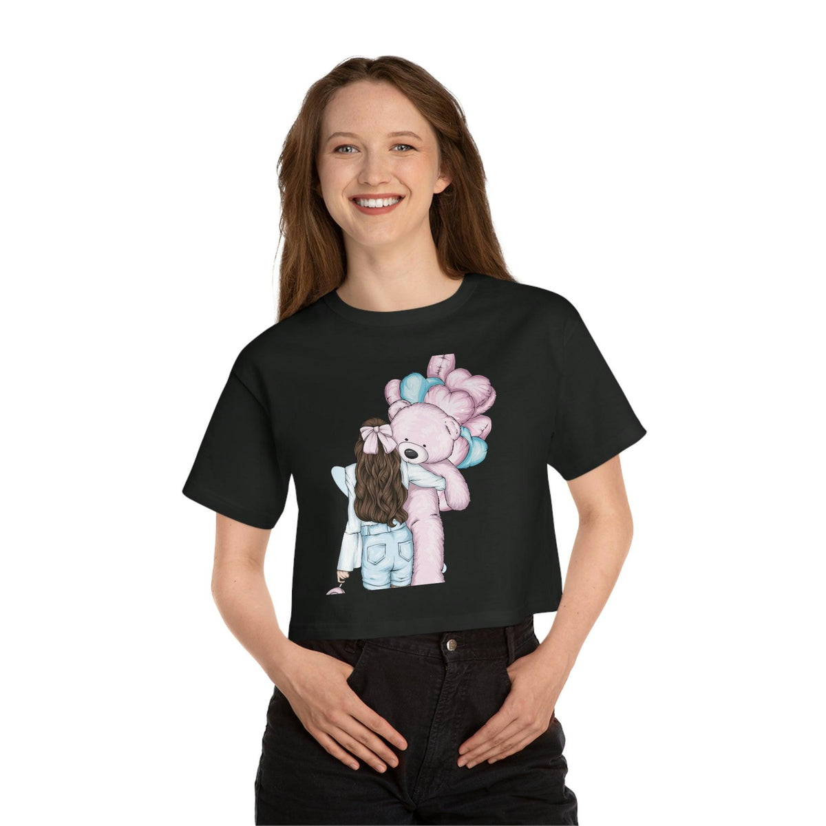 Cuddly Bear Cropped Tee-Regular Fit Tee-StylinArts