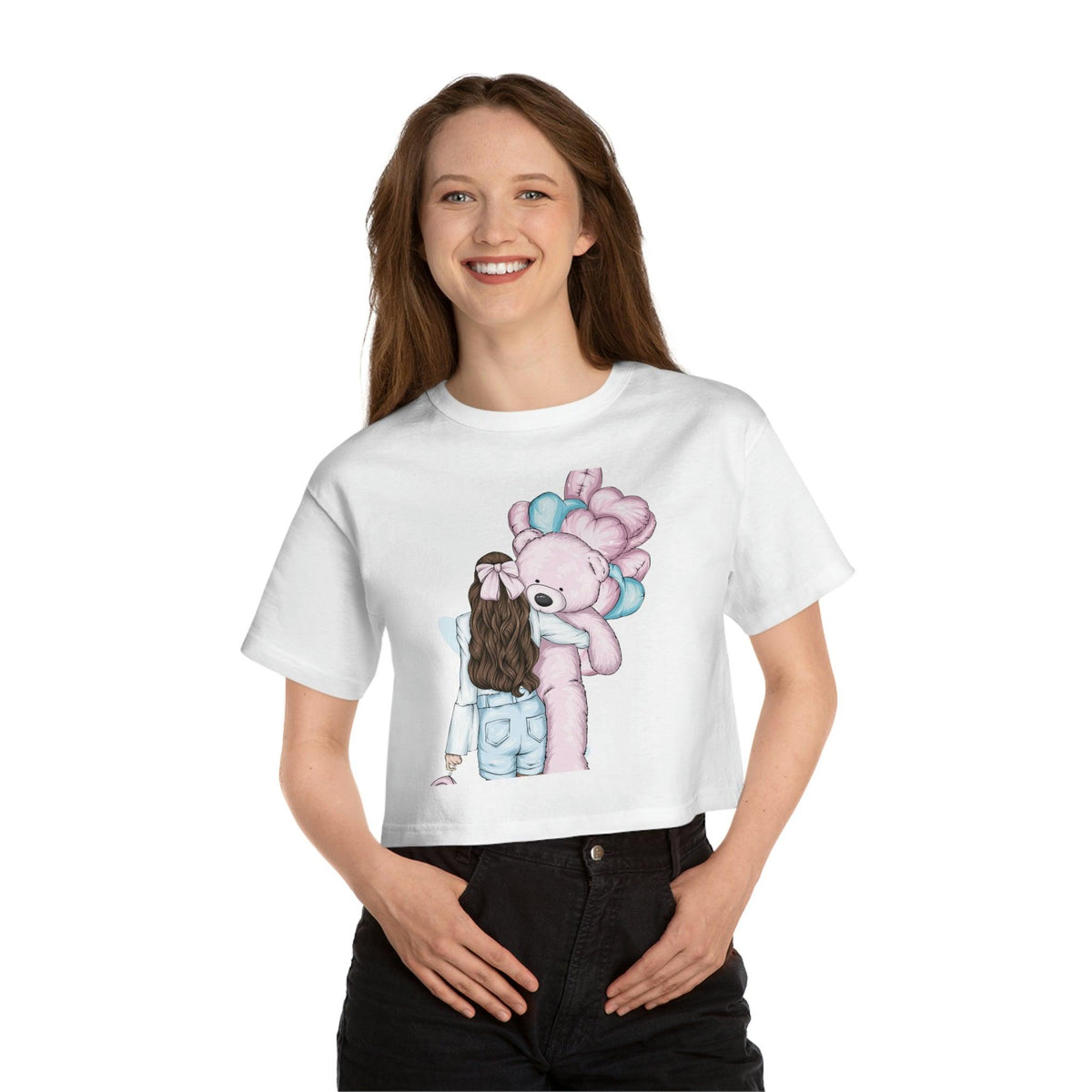 Cuddly Bear Cropped Tee-Cropped Tees-StylinArts