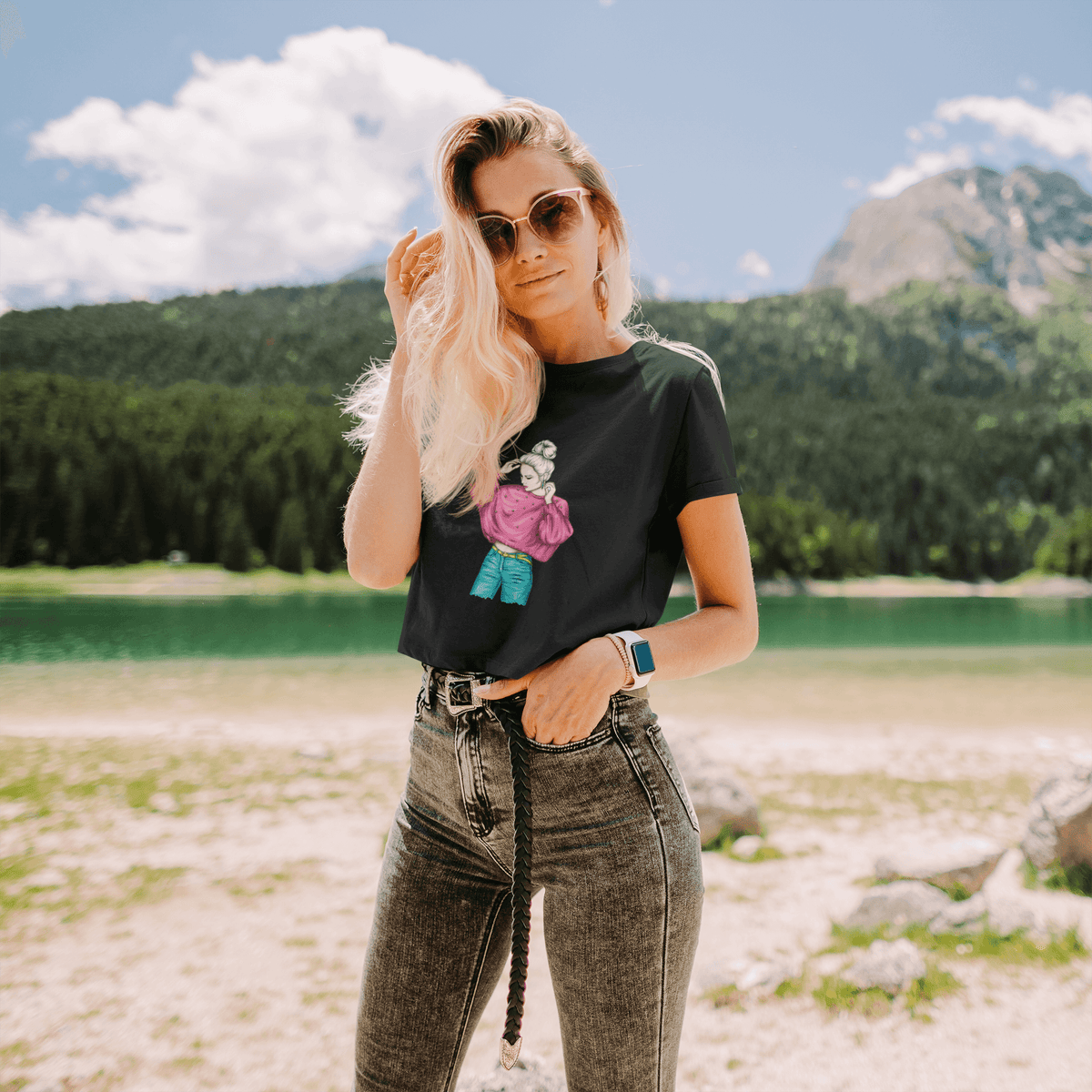 Sparkling Sass Cropped Tee-Regular Fit Tee-StylinArts